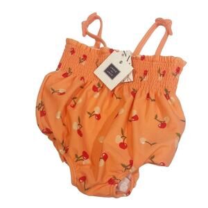 NEW Janie and Jack Smocked Cherry Swimsuit 3-6 m Bathing Suit One Piece